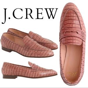 NEW J. Crew Academy Penny Loafers Croc Leather 🐊